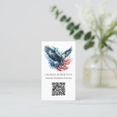 *~* QR - AP16 American Flag Bald Eagle – 写真 名刺 (スタンド正面)