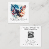 *~* QR AP16 USAアメリカ国旗のハゲアートワシ スクエア名刺 (正面/裏面)