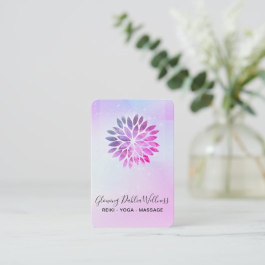 *～* QR AP2マンダラダリアパステルブルーピンクグラデーション 名刺 (スタンド正面)