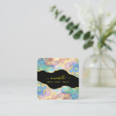 *～* QR - AP26 OPALレインボー金ゴールドグリッターEthereal  スクエア名刺 (スタンド正面)