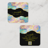 *～* QR - AP26 OPALレインボー金ゴールドグリッターEthereal  スクエア名刺 (正面/裏面)