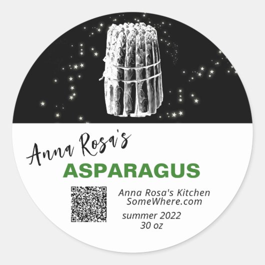 *~* QR AP30 ASPARAGUS - DEHYDRATED CANNING FREEZE ラウンドシール (正面)