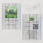 *~* QR AP49キャビン素朴コテージ春の花 名刺 (正面/裏面)