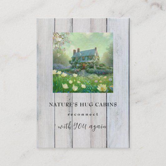*~* QR AP49キャビン素朴コテージ春の花 名刺 (正面)