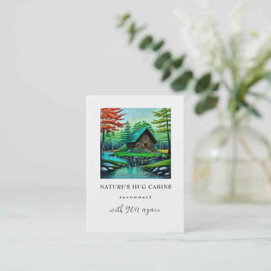 *~* QR AP49サマーストリームキャビン素朴コテージ 名刺 (スタンド正面)