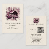 *~* QR AP49ログキャビン素朴コテージロッジ 名刺 (正面/裏面)