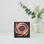 *~* QR AP65金ゴールドリングや輪グリッターブラック スクエア名刺 (スタンド正面)