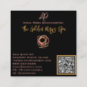 *~* QR AP65金ゴールドリングや輪ブラックグリッター スクエア名刺 (裏面)