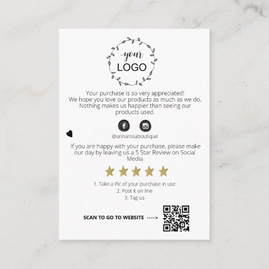 *~* QR AP8ロゴコズミッククリスタルレビューありがとうございました エンクロージャーカード (裏面)