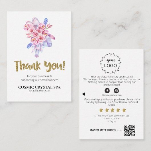 *~* QR AP8ロゴコズミッククリスタルレビューありがとうございました エンクロージャーカード (正面/裏面)