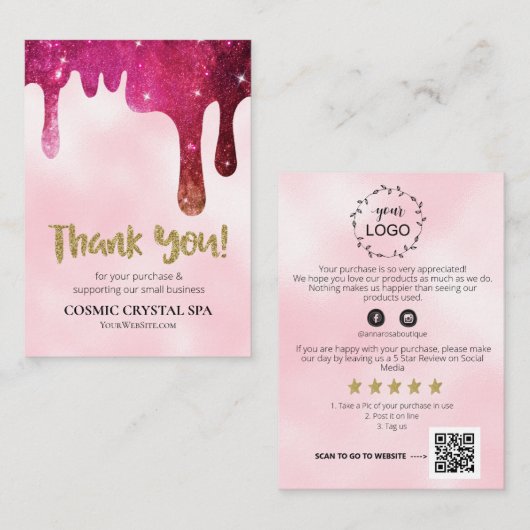 *~* QR -AP8 COSMIC DRIPありがとうロゴレビュー エンクロージャーカード (正面/裏面)