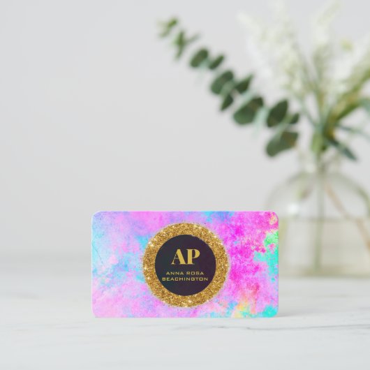 *~ QR AP93ネオン抽象芸術はっきりした名刺 名刺 (スタンド正面)