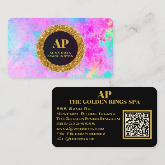 *~ QR AP93ネオン抽象芸術はっきりした名刺 名刺 (正面/裏面)
