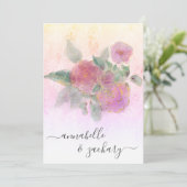 *～* QR AR12フローラダマスクRSVPバラ結婚のInvita 招待状 (スタンド正面)