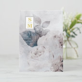 *~ QR AR26イニシャルホワイトローズRSVP素朴s結婚 招待状 (スタンド正面)