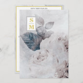 *~ QR AR26イニシャルホワイトローズRSVP素朴s結婚 招待状 (正面/裏面)