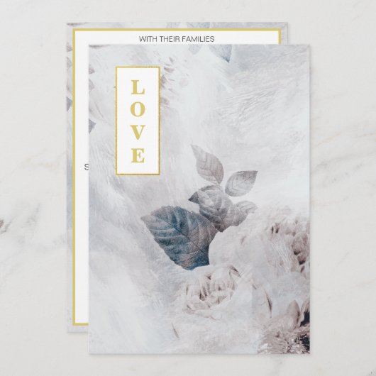 *~ QR AR26 LOVEブーケRSVPヴィンテージウェディング 招待状 (正面/裏面)