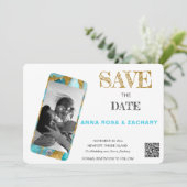 *~* QR AR6 Photo Wedding SAVE the DATE cell Invita 招待状 (スタンド正面)