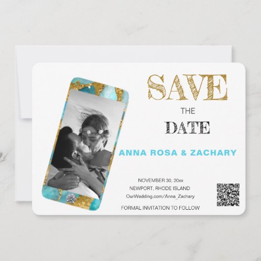 *~* QR AR6 Photo Wedding SAVE the DATE cell Invita 招待状 (正面)