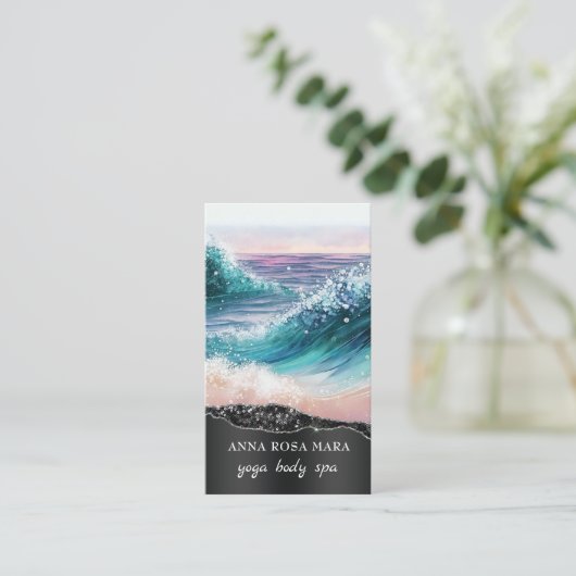 *~* QR AR7航海のビーチ砂波海アート海 名刺 (スタンド正面)