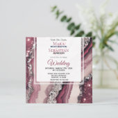 *~* QR BURGUNDY PINK AGATE RSVP AR66結婚's 招待状 (スタンド正面)