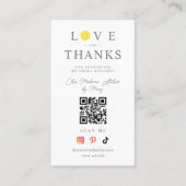 QR Chic Yellow Button Love & Thanks Photo Support 名刺 (正面)
