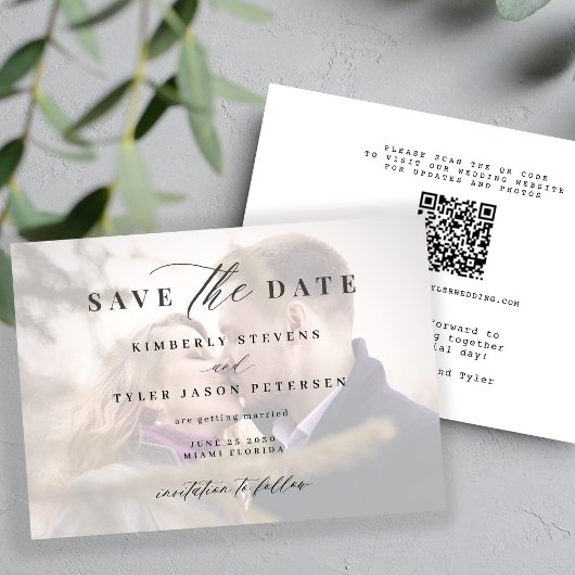 QR CODEフォトスエレガントクリプモダント結婚の セーブザデート