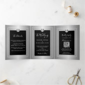 QR CODEフォトブラックシルバー結婚すべて 三つ折り案内状 (内部)