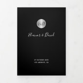 QR CODEフォトブラックシルバー結婚すべて 三つ折り案内状 (カバー)