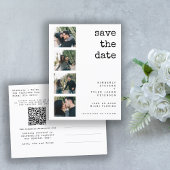 QR CODE写真モダンコラージュ結婚式の日付を保存 案内ポストカード