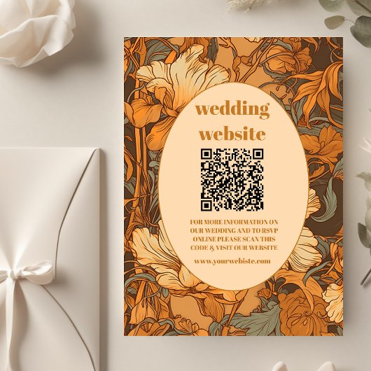 "QR code ذهب زخرفة فنية أر نو Art Nouveau الزفاف" エンクロージャーカード