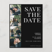 QR CODE 4写真タイポグラフィ黒結婚色 案内ポストカード (正面)