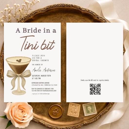 QR Code A Bride in a Tini Bit Bridal Shower 招待状