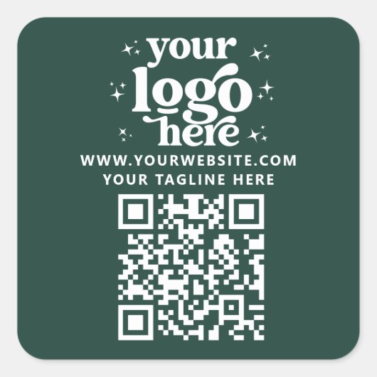 QR Code Add Your Logo Promotional Business Branded スクエアシール (正面)
