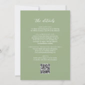 QR Code All in One Sage Green Photo Script Wedding 招待状 (裏面)