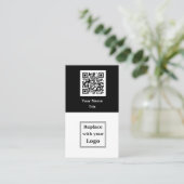 QR Code And Business Logo Business Cards Vertical 名刺 (スタンド正面)
