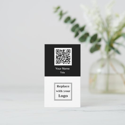 QR Code And Business Logo Business Cards Vertical 名刺 (スタンド正面)