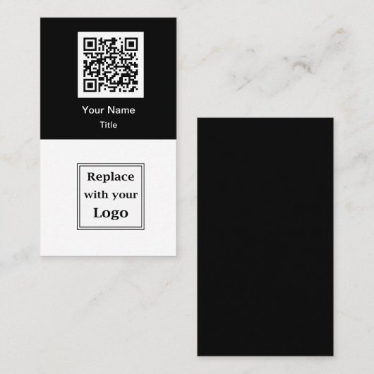 QR Code And Business Logo Business Cards Vertical 名刺 (正面/裏面)