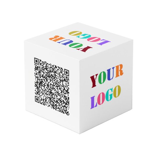 QR Code and Business Logo Promotional Cube Example フォトキューブ (裏面アングル)