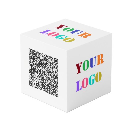 QR Code and Business Logo Promotional Cube Example フォトキューブ (正面アングル)