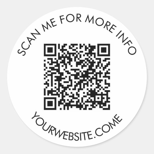 QR code and custom text round white & black  ラウンドシール (正面)