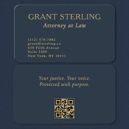 QR Code Attorney at Law Navy Blue Gold  名刺