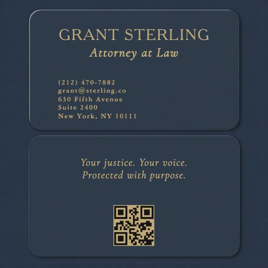 QR Code Attorney at Law Navy Blue Gold  名刺