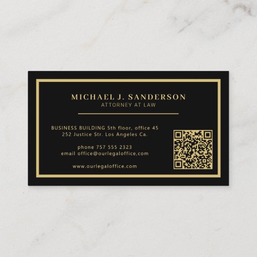 QR code attorney lawyer professional gold black 名刺 (裏面)