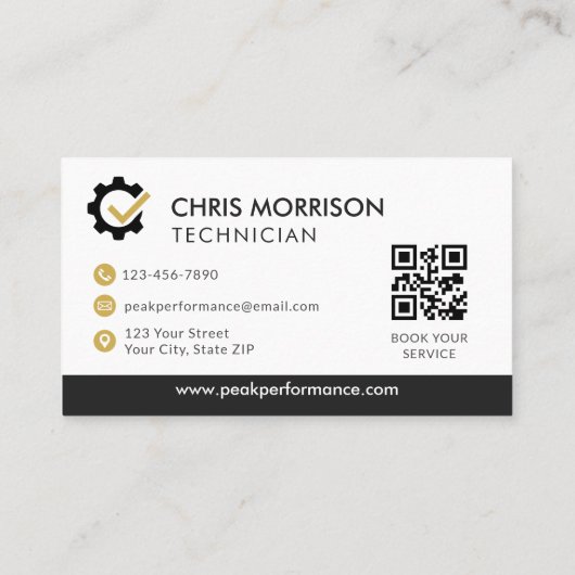 QR Code Auto Mechanic Professional Service Repair 名刺 (裏面)