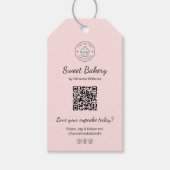 QR Code Bakery Logo Pink Business ギフトタグ (正面)