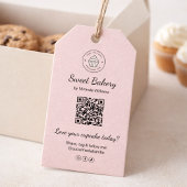 QR Code Bakery Logo Pink Business ギフトタグ
