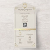 QR Code Baroque Monogram Wedding オールインワン招待状 (内側)