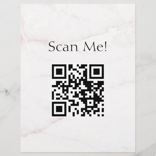 QR Code Beauty Salon Custom Logo Pink Marble チラシ (裏面)