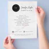 QR Code Beauty Salon Custom Logo Pink Marble チラシ (手)